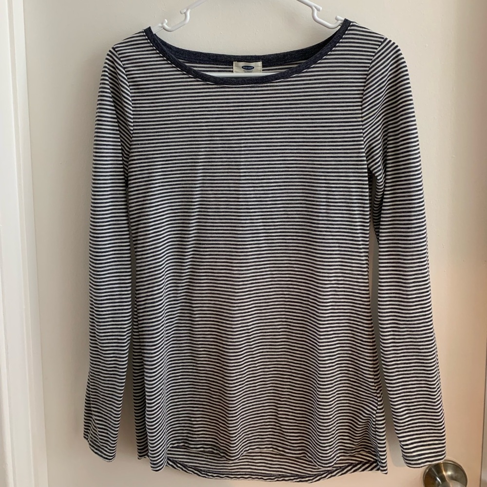 Old Navy Grey/White Striped Long Sleeve